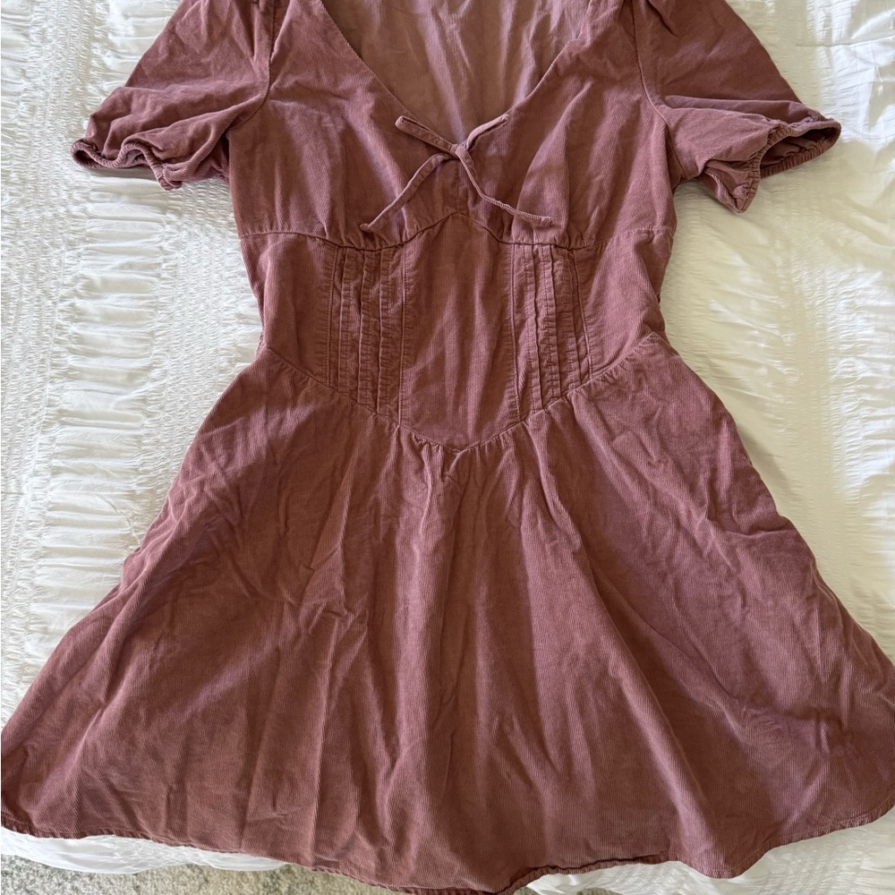 Women's Short Sleeve Dusty Rose Fit-and-Flare Dress